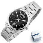 Casio MTP-1381D-1AVDF férfi karóra, acél szíj, fekete számlap, WR50