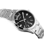 Casio MTP-1381D-1AVDF férfi karóra, acél szíj, fekete számlap, WR50