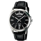 Casio MTP-1381L-1A férfi karóra, fekete bőr szíj, WR50, 40 mm