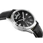 Casio MTP-1381L-1A férfi karóra, fekete bőr szíj, WR50, 40 mm
