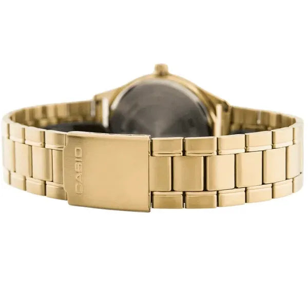 Casio MTP-V006G-7B férfi karóra, arany acélszíj, fehér számlap, WR30, dátum