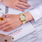 Casio MTP-V006G-9B férfi karóra, arany acél szíj, 38 mm, sárga számlap