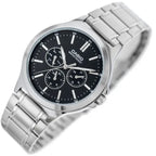 Casio MTP-V300D-1A férfi karóra, acél szíj, fekete számlap, kvarc, 46 mm