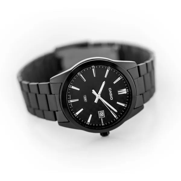 Casio MTP-VD03B-1A férfi karóra, fekete, 42 mm, kvarc, WR50, dátum, díszdoboz