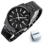 Casio MTP-VD03B-1A férfi karóra, fekete, 42 mm, kvarc, WR50, dátum, díszdoboz