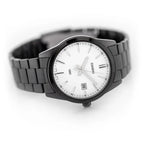 Casio MTP-VD03B-7A férfi karóra, fekete acél, 42 mm, fehér számlap, WR50