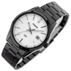 Casio MTP-VD03B-7A férfi karóra, fekete acél, 42 mm, fehér számlap, WR50
