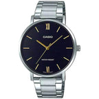 Casio MTP-VT01D-1B férfi karóra, fekete számlap, acél szíj, 40 mm, WR30