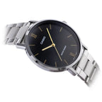 Casio MTP-VT01D-1B férfi karóra, fekete számlap, acél szíj, 40 mm, WR30