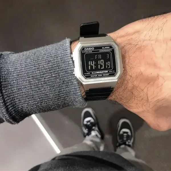 Casio W-217HM-7B uniszex digitális óra, WR50, fekete szíj, díszdoboz