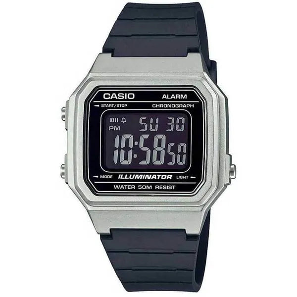 Casio W-217HM-7B uniszex digitális óra, WR50, fekete szíj, díszdoboz