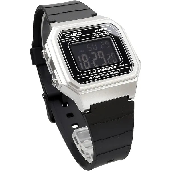 Casio W-217HM-7B uniszex digitális óra, WR50, fekete szíj, díszdoboz