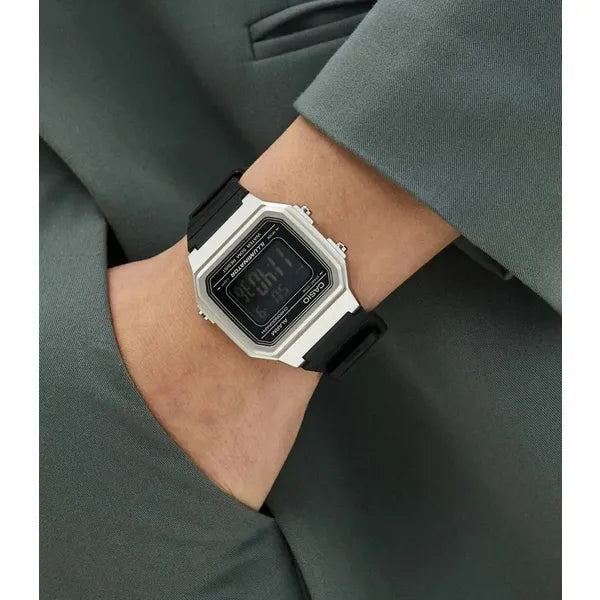 Casio W-217HM-7B uniszex digitális óra, WR50, fekete szíj, díszdoboz