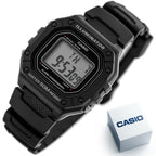 Casio W-218H-1A férfi digitális karóra, WR50, kvarc, LED, fekete, díszdobozzal