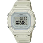 Casio W-218HC-8A uniszex digitális óra, krémszínű szíj, WR50, LED