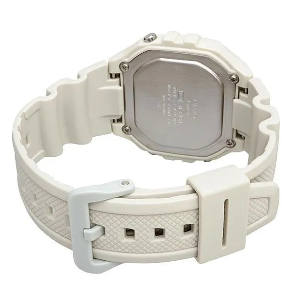 Casio W-218HC-8A uniszex digitális óra, krémszínű szíj, WR50, LED
