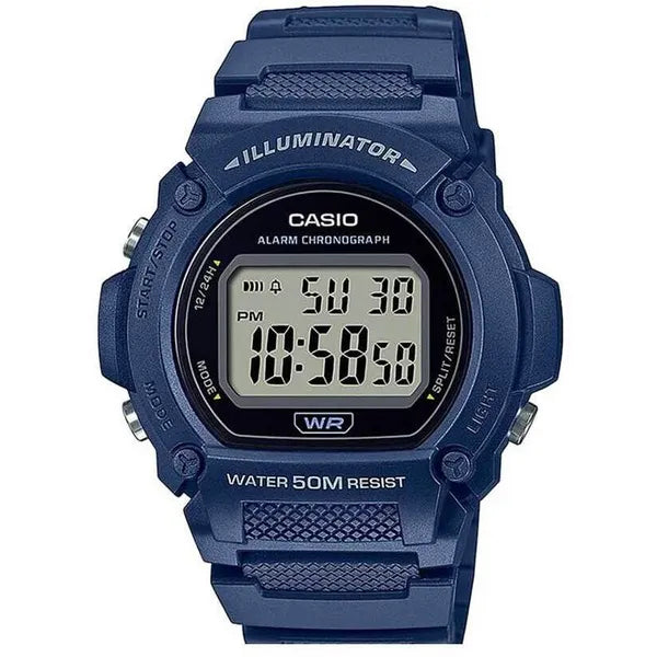 Casio W-219H-2A férfi digitális karóra sötétkék, WR50, kvarc