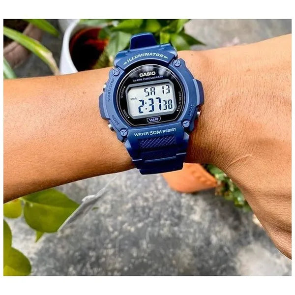 Casio W-219H-2A férfi digitális karóra sötétkék, WR50, kvarc