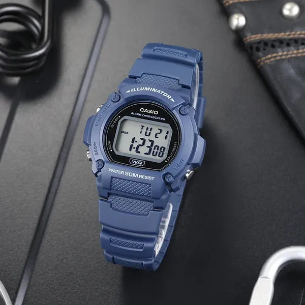 Casio W-219H-2A férfi digitális karóra sötétkék, WR50, kvarc