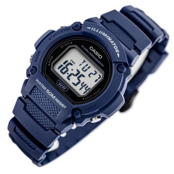Casio W-219H-2A férfi digitális karóra sötétkék, WR50, kvarc