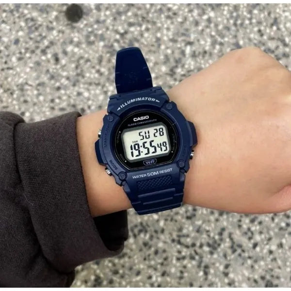 Casio W-219H-2A férfi digitális karóra sötétkék, WR50, kvarc