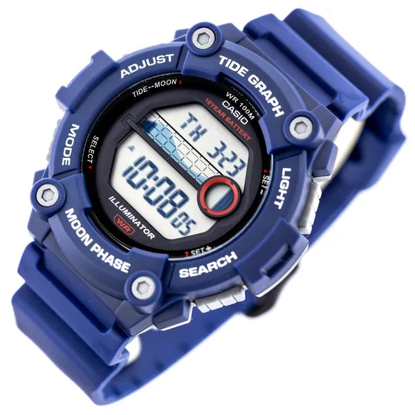 Casio WS-1300H-2A Moonphase férfi sportóra, WR100, kék, holdfázis