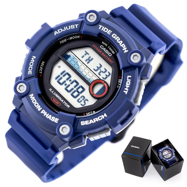 Casio WS-1300H-2A Moonphase férfi sportóra, WR100, kék, holdfázis