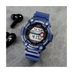 Casio WS-1300H-2A Moonphase férfi sportóra, WR100, kék, holdfázis
