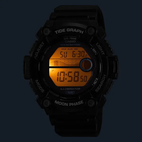 Casio WS-1300H-2A Moonphase férfi sportóra, WR100, kék, holdfázis