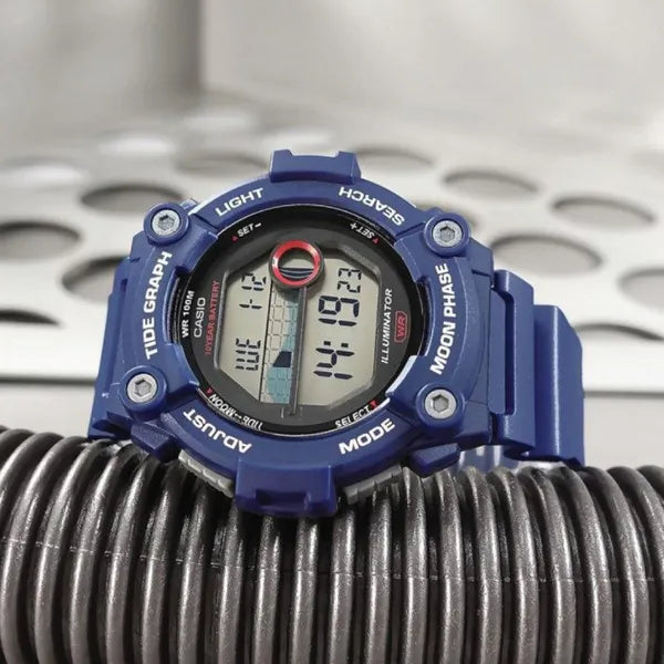 Casio WS-1300H-2A Moonphase férfi sportóra, WR100, kék, holdfázis