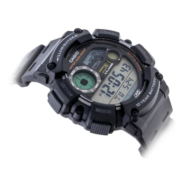 Casio WS-1500H-1A férfi digitális óra, holdfázis, WR100, fekete