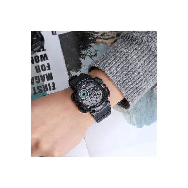 Casio WS-1500H-1A férfi digitális óra, holdfázis, WR100, fekete