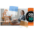 Gravity GT2-8 uniszex okosóra, 1,28″ IPS, BT 5.1, IP67, ezüst/narancs
