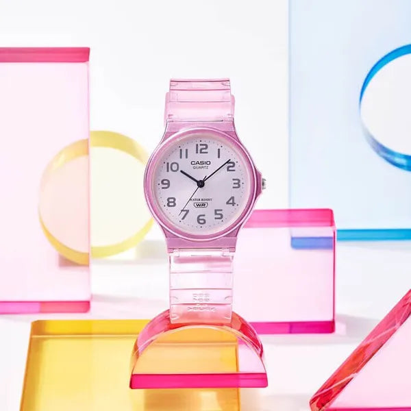 Casio MQ-24S-4BEF női karóra, rózsaszín, 36 mm, 30 m, akril üveg, díszdoboz