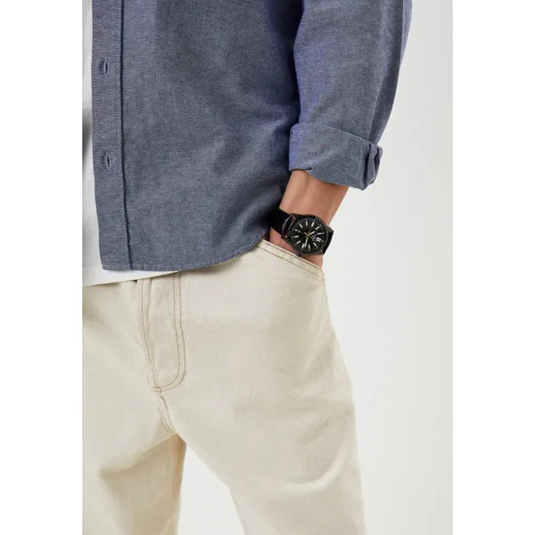 Casio MTP-VD02BL-1E férfi karóra, fekete bőr szíj, dátum, WR30, 41 mm