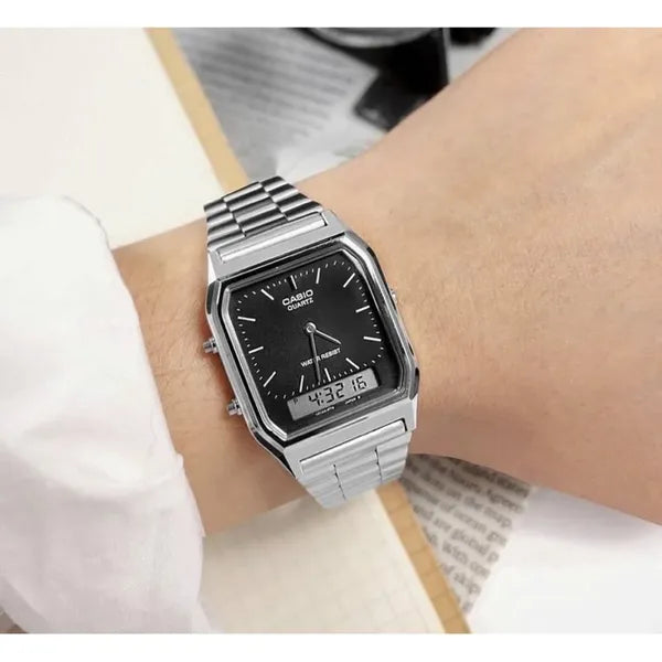 Casio AQ-230A-1DMQYES uniszex analóg‑digitális óra, rozsdamentes acél, WR30
