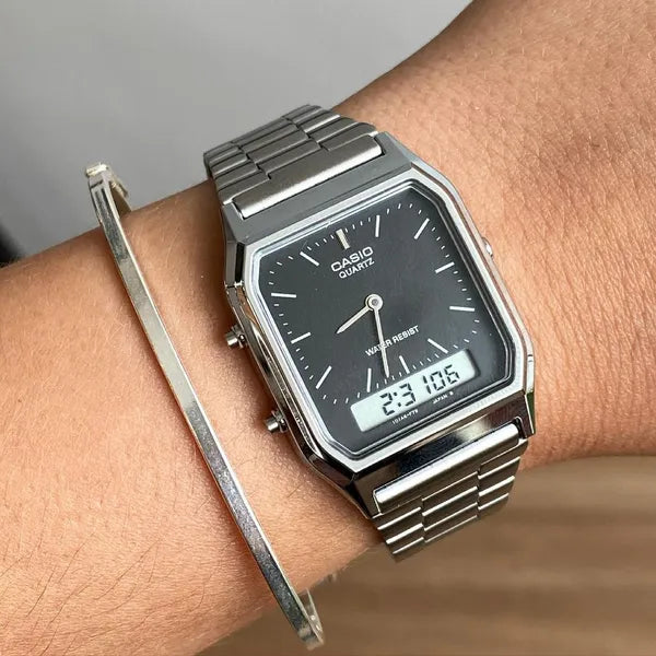 Casio AQ-230A-1DMQYES uniszex analóg‑digitális óra, rozsdamentes acél, WR30