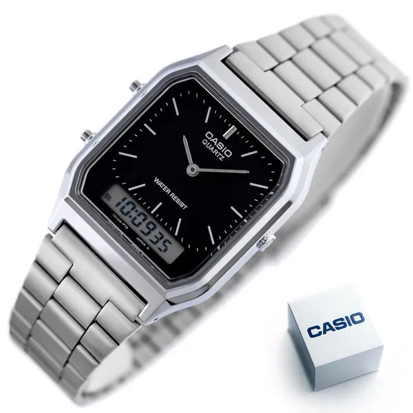 Casio AQ-230A-1DMQYES uniszex analóg‑digitális óra, rozsdamentes acél, WR30