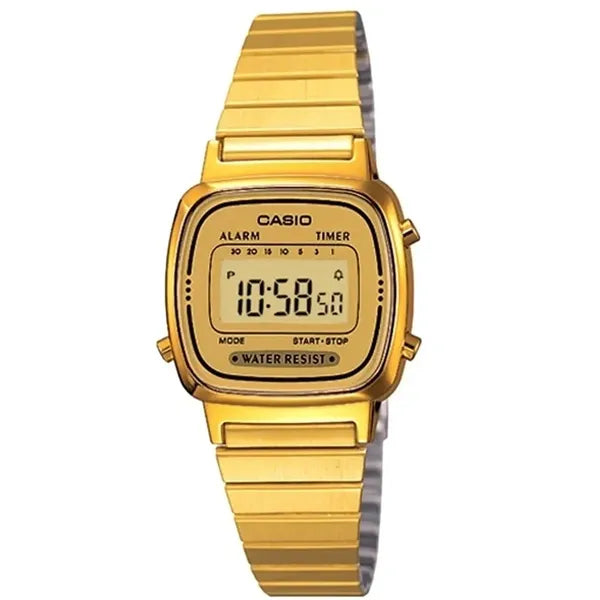 Casio Vintage női karóra LA-670WGA-9, arany, rozsdamentes acélszíj, díszdobozzal