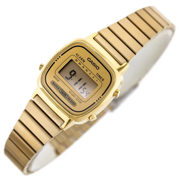 Casio Vintage női karóra LA-670WGA-9, arany, rozsdamentes acélszíj, díszdobozzal