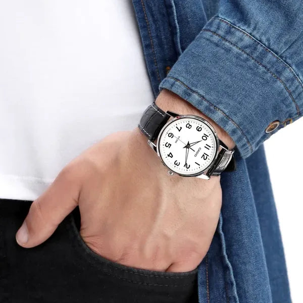 Casio MTP-1303L-7BVDF férfi karóra, bőrszíj, 40 mm, WR50, fehér számlap