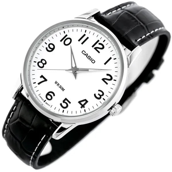 Casio MTP-1303L-7BVDF férfi karóra, bőrszíj, 40 mm, WR50, fehér számlap