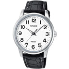Casio MTP-1303L-7BVDF férfi karóra, bőrszíj, 40 mm, WR50, fehér számlap
