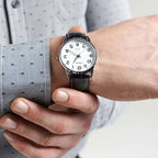 Casio MTP-1303L-7BVDF férfi karóra, bőrszíj, 40 mm, WR50, fehér számlap