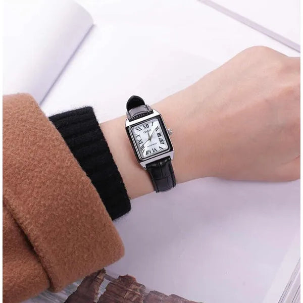 Casio LTP-V007L-7B1 női karóra, téglalap, fekete bőr szíj, ezüst, 30 m vízálló