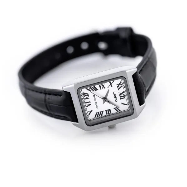 Casio LTP-V007L-7B1 női karóra, téglalap, fekete bőr szíj, ezüst, 30 m vízálló