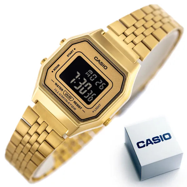 Casio Vintage LA680WGA-9B női digitális karóra, arany, WR30