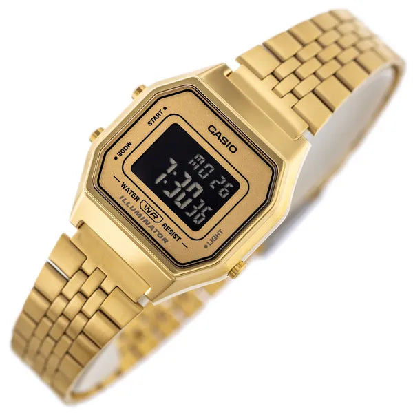Casio Vintage LA680WGA-9B női digitális karóra, arany, WR30