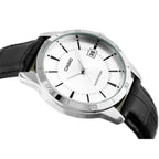 Casio férfi karóra MTP-V004L-7A, ezüst számlap, fekete bőr, WR30, 42 mm