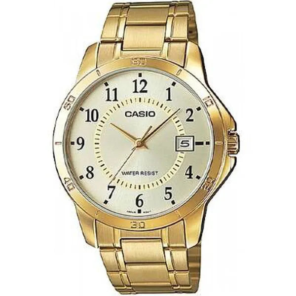 Casio MTP-V004G-9B férfi arany rozsdamentes acél karóra, 42 mm, WR30